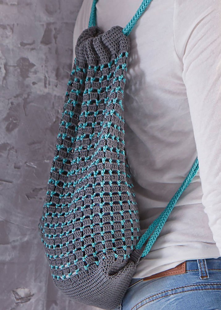 Crocheted Drawstring Bag, S10632